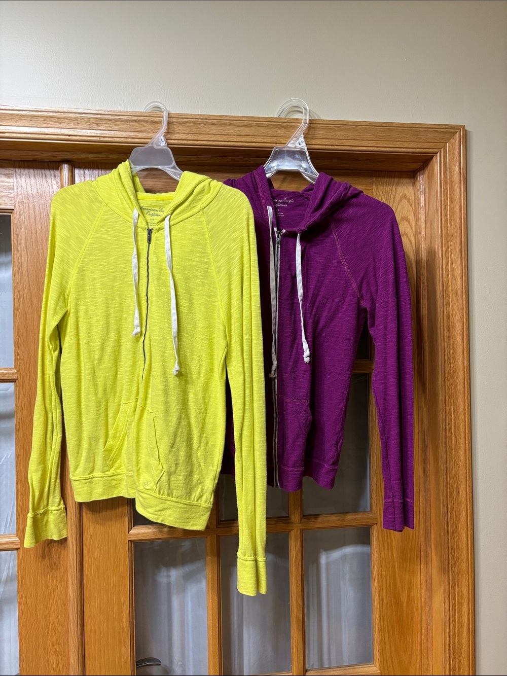 Bright Lime and Deep Purple Lightweight Hoodies American Eagle vintage 2013